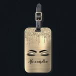 Goud geborsteld Metaal Monogram Naam en Initiaal Bagagelabel<br><div class="desc">Gold Faux Folie Metallic Sparkle Glitter Brushed Metal Monogram Name and Initiaal Eyelashes (Lashes), Eyelash Extensions and Eyes Luggage of Bag Name Tag. Het ontwerp maakt het perfecte mooie cadeau van 16 jaar, bruiloft, vrijgezellenfeest, verjaardag, baby shower of vrijgezellenfeest voor iemand die op zoek is naar een trendy coole stijl....</div>