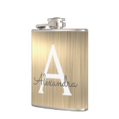 Goud geborsteld Metaal Monogram Naam en Initiaal Heupfles (Links)