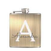 Goud geborsteld Metaal Monogram Naam en Initiaal Heupfles (Voorkant)