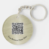 Goud geborsteld metaal QR-code Acryl Logo Sleutelhanger (Achterkant)