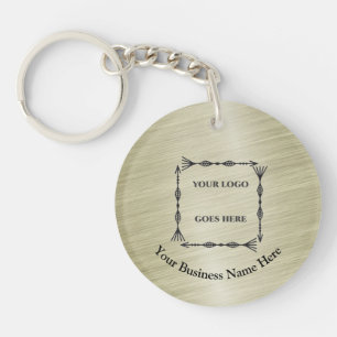 Goud geborsteld metaal QR-code Acryl Logo Sleutelhanger