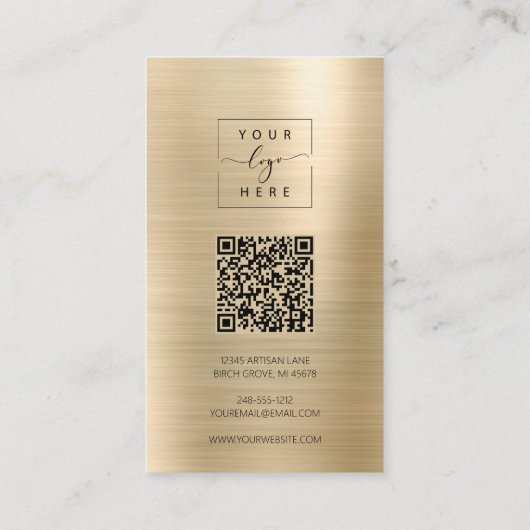 Goud Geborsteld Metaal QR Code Oorbel Display Kaar Visitekaartje (Achterkant)
