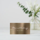 Goud Geborsteld Metaal Schrift Microblading Visitekaartje (Staand voorkant)