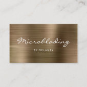 Goud Geborsteld Metaal Schrift Microblading Visitekaartje (Voorkant)