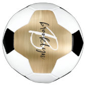 Goud geborsteld metaal zwart wit schrift monogram voetbal (Gedraaid)