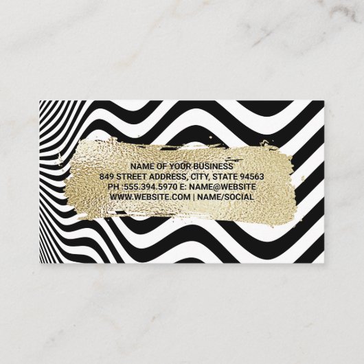Goud geborsteld | Modern strepen golfkunst Visitekaartje (Achterkant)