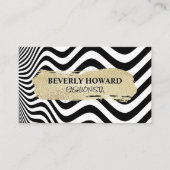 Goud geborsteld | Modern strepen golfkunst Visitekaartje (Voorkant)