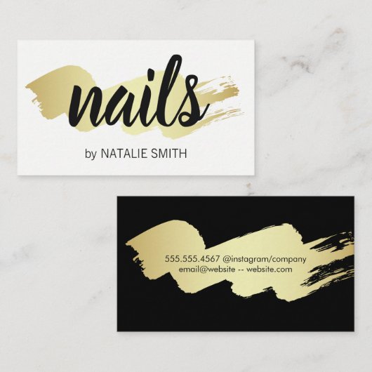 Goud geborsteld / nagels visitekaartje (Voorkant / Achterkant)