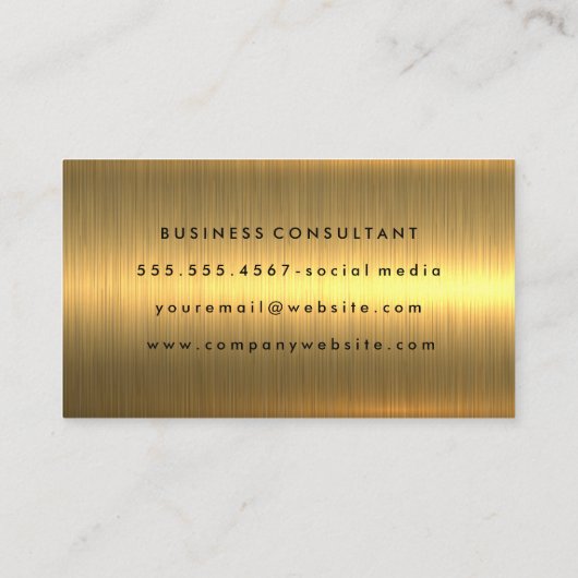 Goud geborsteld op goudmetalen visitekaartje (Achterkant)