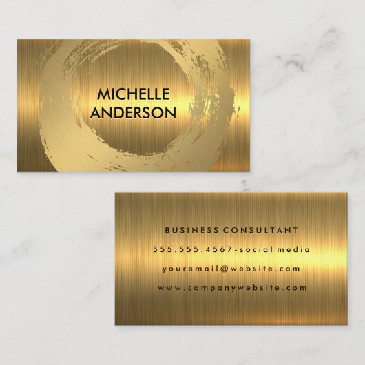 Goud geborsteld op goudmetalen visitekaartje (Voorkant / Achterkant)