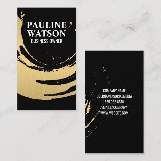 Goud geborsteld textiel visitekaartje (Voorkant / Achterkant)