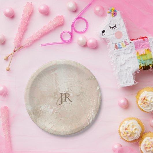 Goud Geborsteld Tropisch Palmblad Bruiloft Papieren Bordje (Feest)