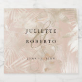 Goud Geborsteld Tropisch Palmblad Bruiloft Sparkling Wijnetiket (Enkel label)