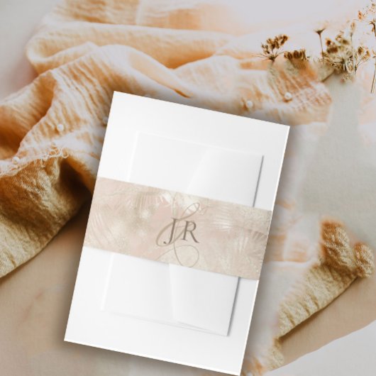 Goud Geborsteld Tropisch Palmblad Bruiloft Uitnodigingen Wikkel