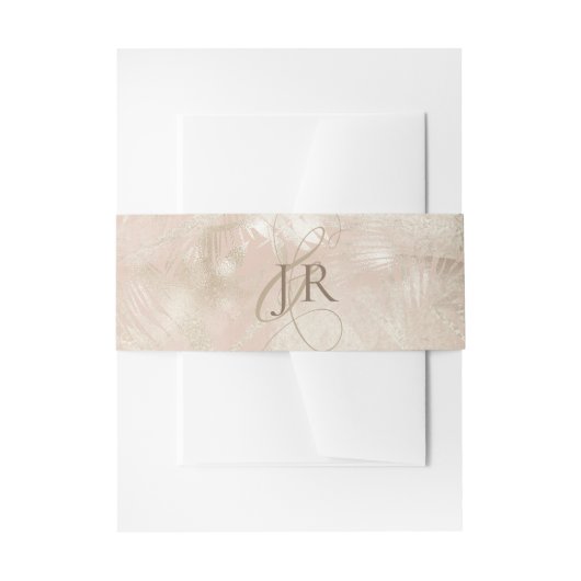 Goud Geborsteld Tropisch Palmblad Bruiloft Uitnodigingen Wikkel (Voorkant Voorbeeld)