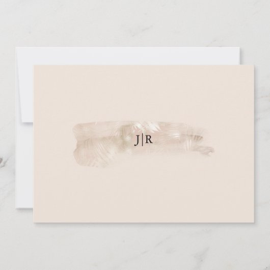 Goud geborsteld tropisch palmblad zomer bruiloft save the date (Achterkant)