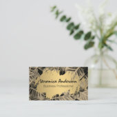 Goud geborsteld | Tropische bladeren Visitekaartje (Staand voorkant)