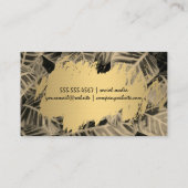 Goud geborsteld | Tropische bladeren Visitekaartje (Achterkant)