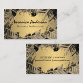 Goud geborsteld | Tropische bladeren Visitekaartje (Voorkant / Achterkant)