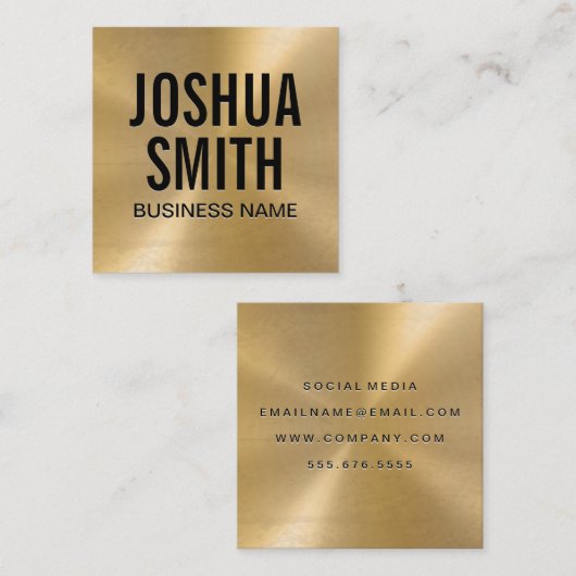 Goud geborsteld vierkante visitekaartje (Voorkant / Achterkant)