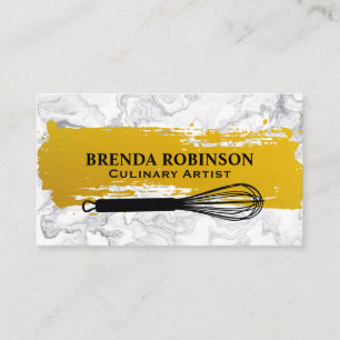 Goud geborsteld   Witte marmer Whisk Visitekaartje