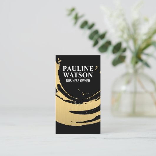 Goud geborstelde textuur visitekaartje (Staand voorkant)