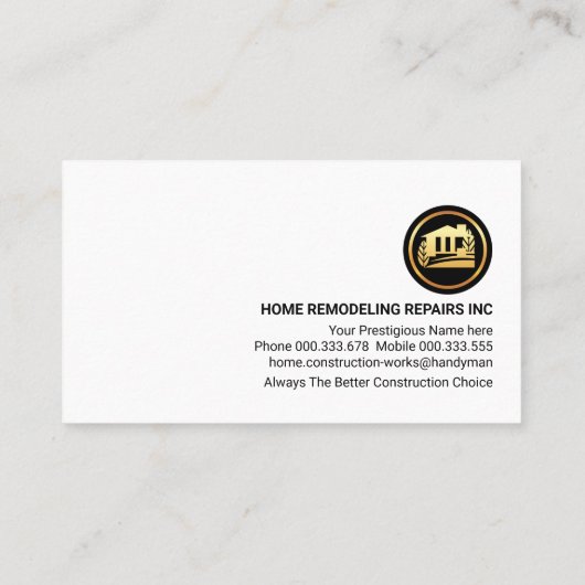 Goud Gebouw Lijst Huis Reparaties Visitekaartje (Achterkant)