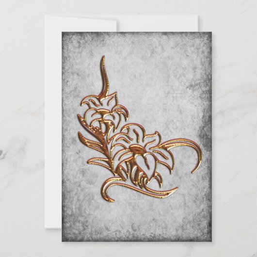 Goud gebrand op Antiek grijs huwelijk Kaart (Achterkant)