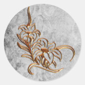 Goud gebrand op Antiek grijs huwelijk Ronde Sticker (Voorkant)