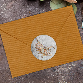 Goud gebrand op Antiek grijs huwelijk Ronde Sticker