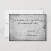 Goud gebrand op Antiek grijs huwelijk RSVP Kaartje (Achterkant)