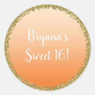 Goud Gedompelde Glitter Glam Glitter Feest Ronde Sticker