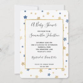 Goud Geel Blauwe Sterren Baby Shower Kaart