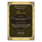 Goud Geel Damast Bruiloft Menu+Table Nummer Kaart (Achterkant)