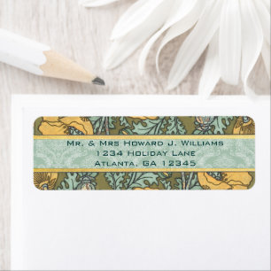 Goud Geel Elegantie Poppy Wildflower Bloom Etiket