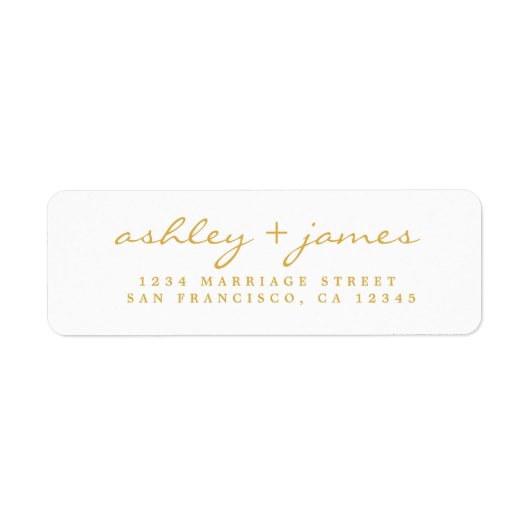 Goud Geel Script Trouw Retouradres Label (Voorkant)
