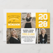 Goud Geel Wit 4 Foto Afstuderen Aankondiging (Voorkant)