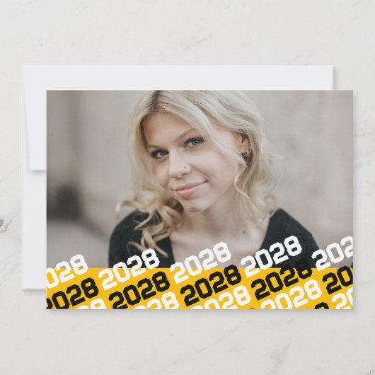 Goud Geel Wit 4 Foto Afstuderen Aankondiging (Achterkant)