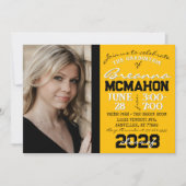 Goud Geel & Zwart Afstuderen 2 Fotouitnodiging Kaart (Voorkant)