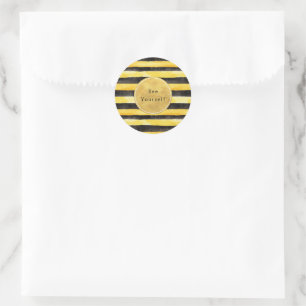 Goud Geel Zwart Bij Strepen Ronde Sticker