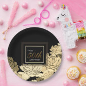 Goud, geelbruin en geel roos voor 50 jaar oud papieren bordje (Feest)