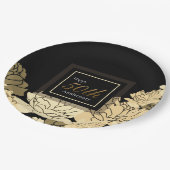 Goud, geelbruin en geel roos voor 50 jaar oud papieren bordje (Gekanteld)