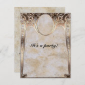 Goud geëmailleerd uitziende Stoomgiek bruiloft Kaart (Voorkant / Achterkant)