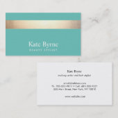 Goud (geen glans) Striped Modern Stylish Turquoise Visitekaartje (Voorkant / Achterkant)