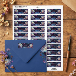 Goud Geëtste Lavendel Teal Pioenrand Etiket