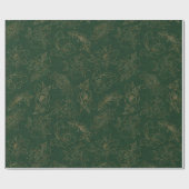Goud Gegraveerd Bloemen op Groen BG Cadeaupapier (Vlak)