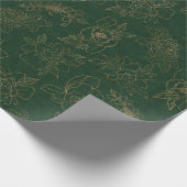 Goud Gegraveerd Bloemen op Groen BG Cadeaupapier (Hoek)