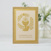 Goud gegraveerd Eerste Heilige Communie Keepsake Aankondiging (Staand voorkant)