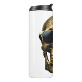 Goud gegraveerd metallic 3D schedel met zonnebril Thermosbeker (Gedraaid links)