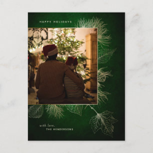 Goud gegraveerd Winter Pine Vakantie Foto Briefkaart